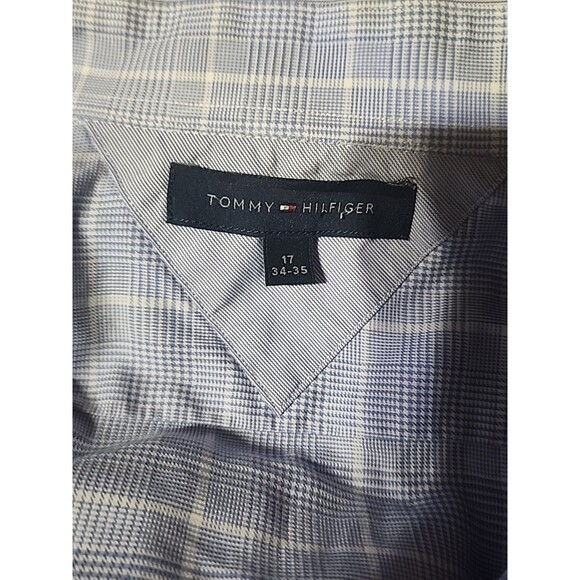 Tommy Hilfiger Men’s 17 34/35 Blue Plaid Long Sleeve Button Down Shirt - Picture 9 of 9
